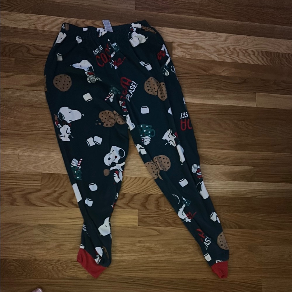 Festive Black Pajama Pants with Red Accents